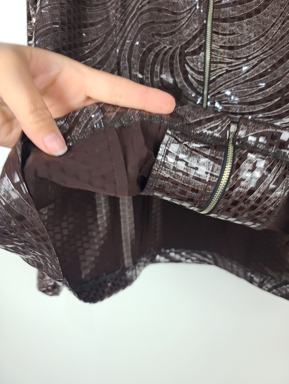 Misook Brown Patterned Shattered Glass Faux Sequin Full-Zip Lightweight Jacket L - Picture 11 of 13
